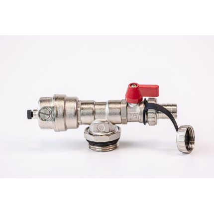 Varmego ® Manifold & Manifold Set 1ˮ Automatic venting + PiP faucet red handle