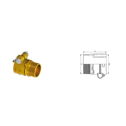 Varmego ®Hela Transition coupling tension sleeve radial with threaded end Clamp SDR 7.4 50x6.9-5/4/Todo&Forza