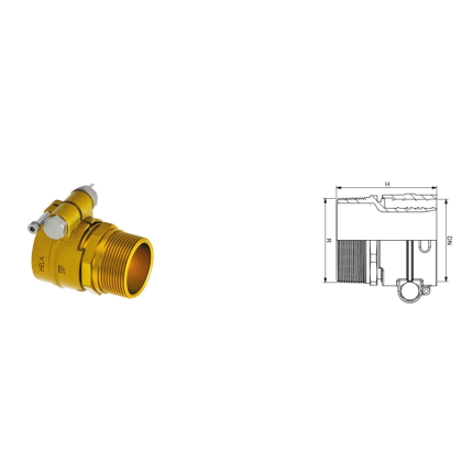 Varmego ®Hela Transition coupling tension sleeve radial with threaded end Clamp SDR 11 50x4,6-6/4ˮ/Varmo