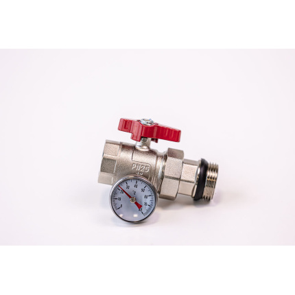 Varmego ® Ball valve red handle 1″ with Dutchman and thermostat