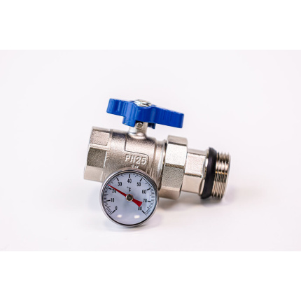 Varmego ® Ball valve blue handle 1″ with Dutchman and thermostat