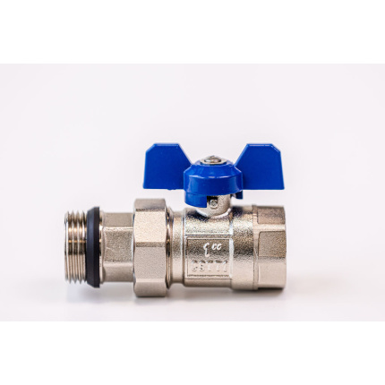 Varmego ® Ball valve blue handle 1″ with Dutchman